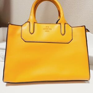 London Fog Yellow Structured Satchel Crossbody – Like New